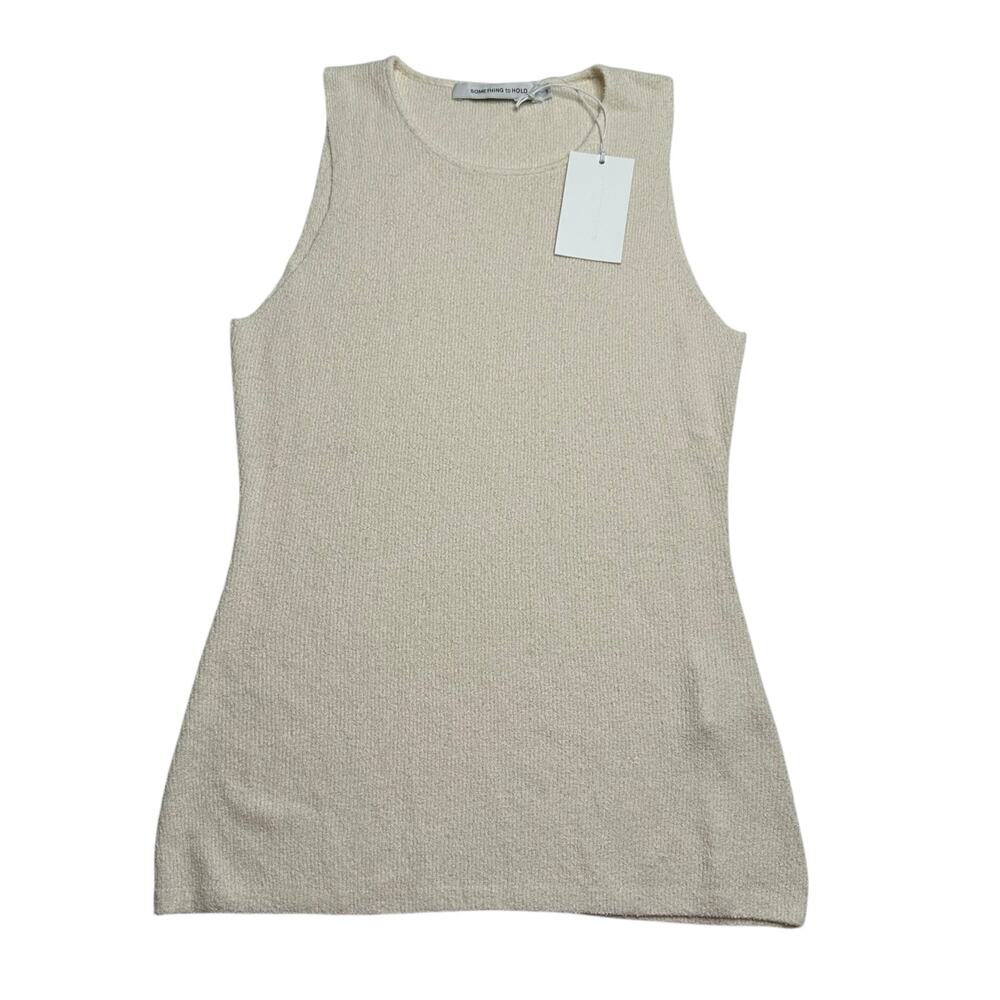 SOMETHING TO HOLD Deli Tank Top Cream Women's Size Medium NWT Teddy Boucle - Picture 2 of 7